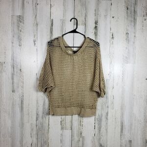 Dots tan knit oversized cover up top size small